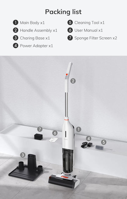 ILIFE W90 Cordless Wet Dry Smart Mop – 5500Pa Suction, Self-Cleaning in 1 Minute, Large Dual Water Tank