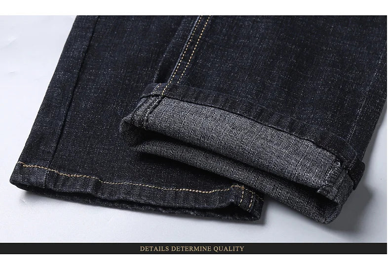 Men’s Classic Black Jeans — Soft Biker Denim Pants Jean Homme Pantalones Hombre Masculino Overalls, Sizes 32-38
