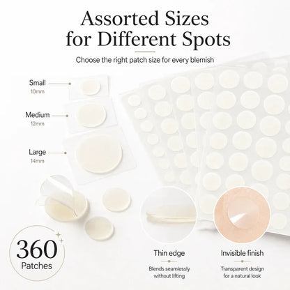 360-Piece Invisible Acne Patches - Pimple Cover Stickers for Daily Facial Skincare and Spot Care