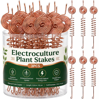 Copper Electroculture Plant Stakes 1-3PCS - Coil Antenna Supports for Garden Vegetables, Flowers & Fruit Trees