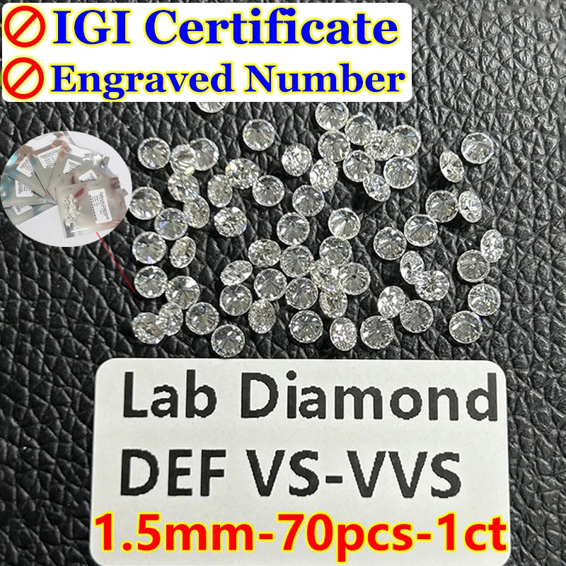 0.1–5CT Super White Lab-Grown Diamond Loose — IGI/GIA Certified, HPHT & CVD, DEFG VVS-SI, Diamond Tester Approved for Wedding Jewelry