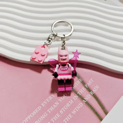 3D Fairy Star Bat Magnetic Keychain - Pink & Black Y2K Bow Key Ring Backpack Pendant Couple Gift