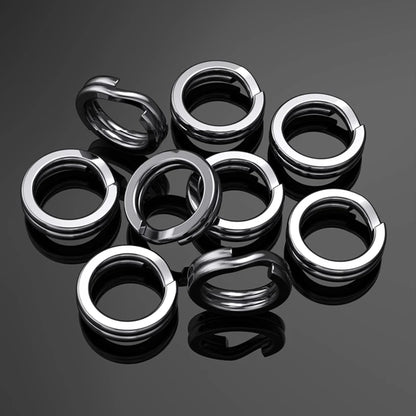 9KM 30PCS Fishing Split Rings - Stainless Steel Black Lure Connectors for Saltwater Terminal Tackle Accessories