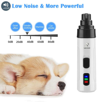 Painless USB Charging Dog Nail Grinder – Rechargeable Electric Pet Nail Clippers for Quiet Grooming of Dog & Cat Paws