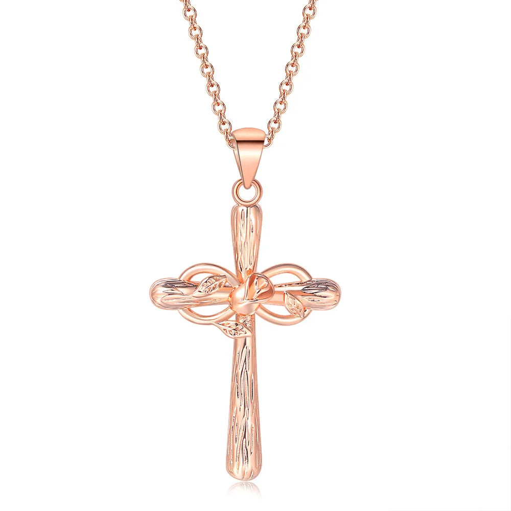 Heart Cross Pendant Necklace for Women – Double Color Aesthetic Choker Chain with Cross Design, Stainless Steel Christmas Gift Jewelry N231