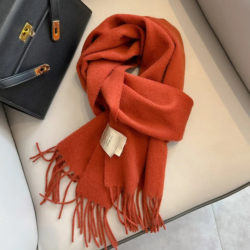 Winter Narrow Wool Scarf – 28 Colors, 100% Wool Solid Color Unisex Scarf for Men & Women, Warm and Cold-Proof