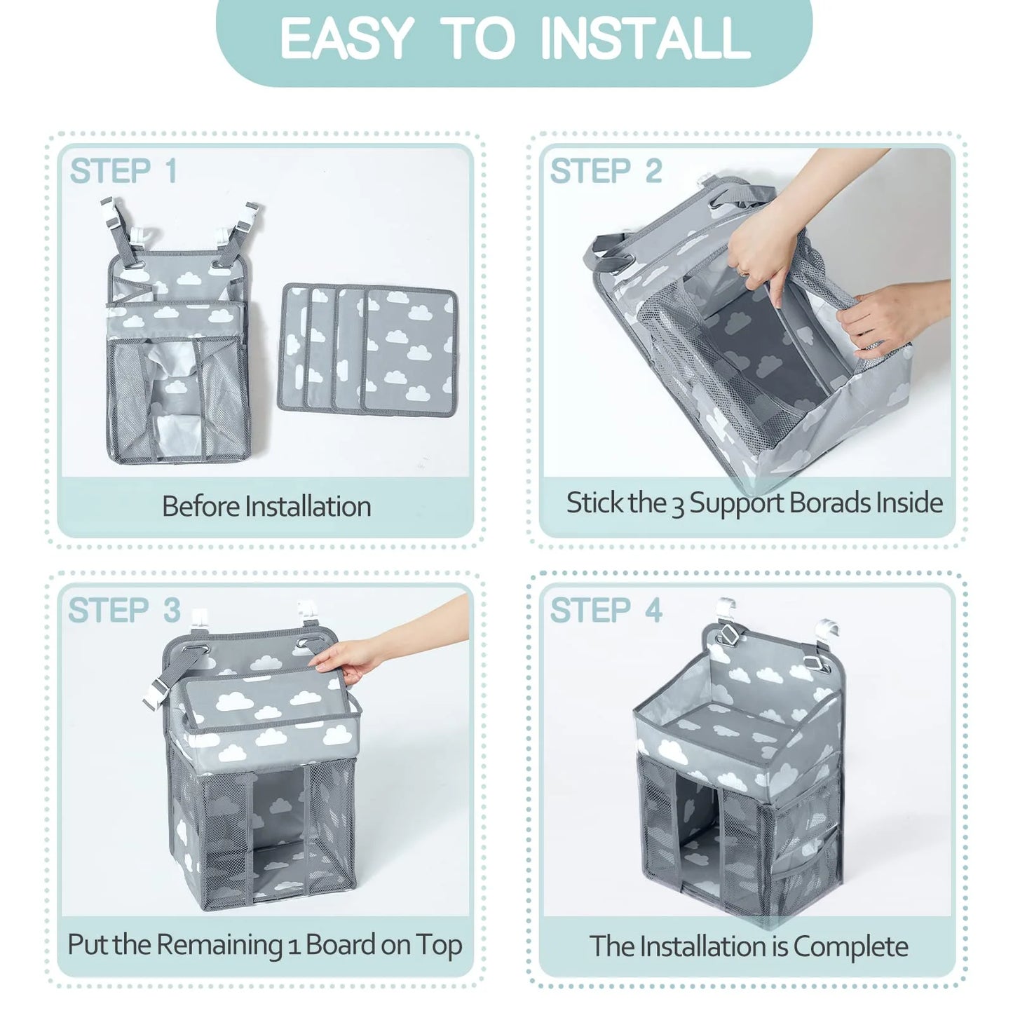 Baby Crib Hanging Storage Bag – Diaper & Nappy Organizer for Cot, Infant Essentials Holder