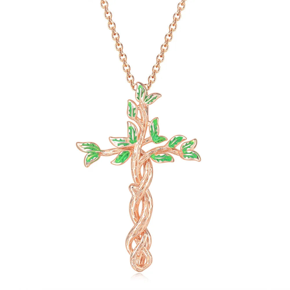 Heart Cross Pendant Necklace for Women – Double Color Aesthetic Choker Chain with Cross Design, Stainless Steel Christmas Gift Jewelry N231