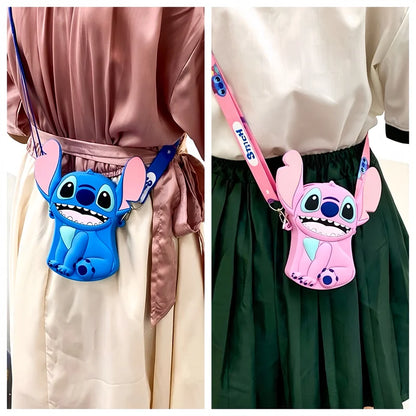 Disney Stitch and Angel Shoulder Bag - Mini Cartoon Crossbody Purse for Boys and Girls - Travel Handbag and Storage Bag Gift