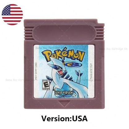 GBC Pokémon Game Cartridge Bundle – Red, Blue, Crystal, Gold, Silver, Yellow & Green, Multi-Language