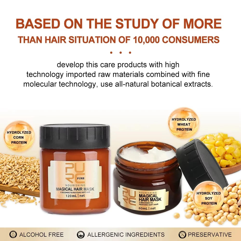 PURC 5-Second Magic Hair Mask — Argan Oil Nourishing Repair for Damaged, Frizz-Prone Hair