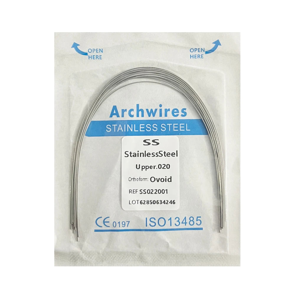 10PCS Dental Orthodontic Arch Wire Set - Stainless Steel Round & Rectangular Dentist Ovoid Form Material
