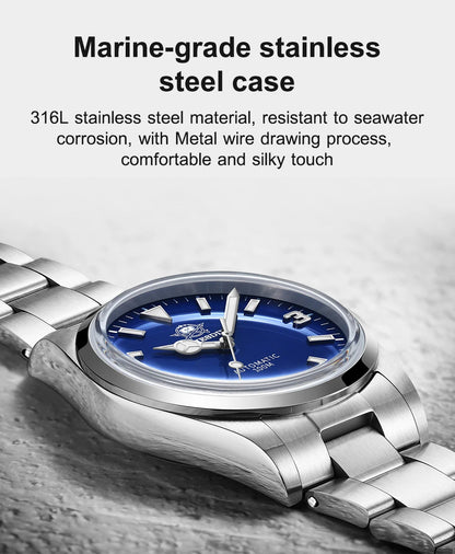 ADDIESDIVE Luxury Men’s Automatic Watch — BGW9 Luminous Bubble Mirror, Sapphire Glass, 100M Waterproof Steel Analog Timepiece