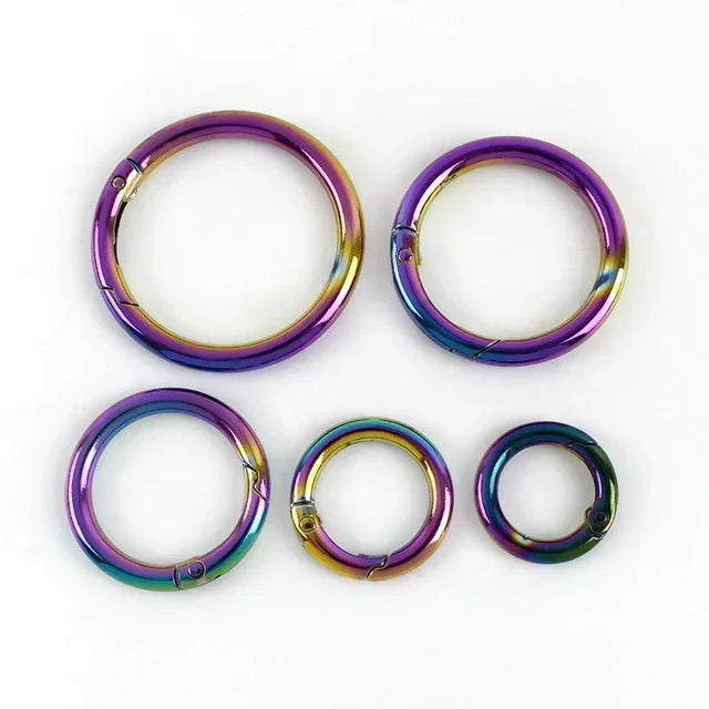 10Pcs Metal O Ring Spring Clasps - 10-38mm Openable Round Carabiner Snap Hooks for Keychains, Bags & DIY Jewelry Accessories