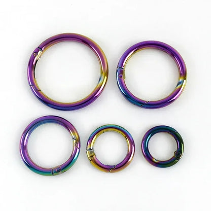 10Pcs Metal O Ring Spring Clasps - 10-38mm Openable Round Carabiner Snap Hooks for Keychains, Bags & DIY Jewelry Accessories
