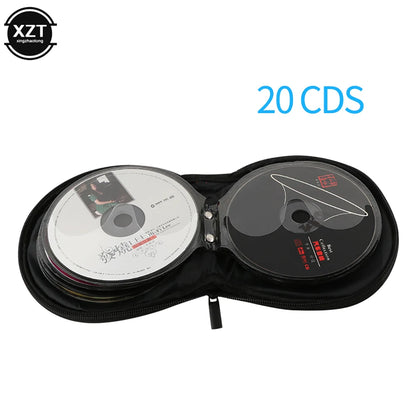 20-Disc Portable CD & DVD Storage Case - Oxford Cloth Zipper Organizer for Home & Car Use