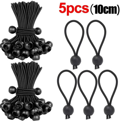 Outdoor Elastic Ball Rope Bungee Cords - Heavy Duty Tie Down for Tent, Tarpaulin, Awning, Canopy & Cargo Shelter