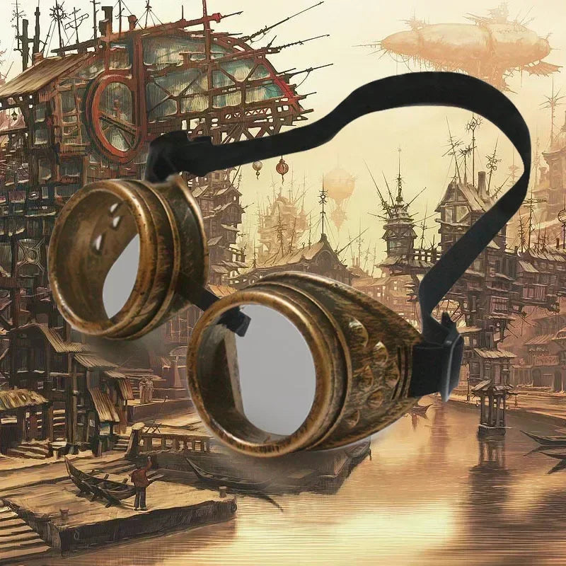 Motorcycle Retro Steampunk Sunglasses – Gothic Driver Protective Glasses for Costume & Dress-Up