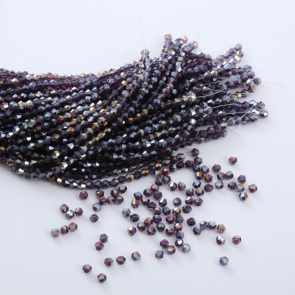 3/4mm Crystal Bicone Glass Beads - White Loose Faceted Beads for DIY Bracelets, Earrings & Jewelry Making