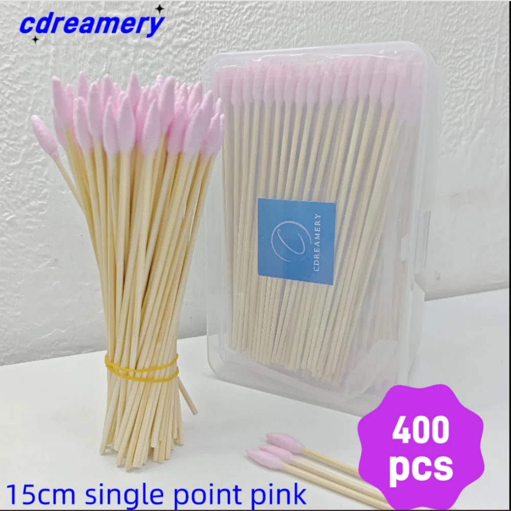 100/300PCS 6-Inch Precision Cotton Swabs - Pointed Cotton Buds with Long Wooden Sticks and Storage Case