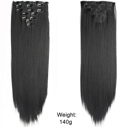 Women’s 7Pcs Hair Extensions with 16 Clips – Natural Black Straight Ombre Hairpiece