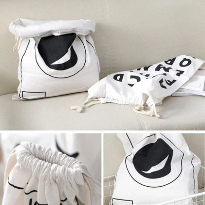 Large Cotton & Linen Laundry Bag — Drawstring Duffle Bag for Clothes & Toy Storage