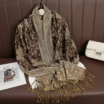 Luxury Autumn Cashmere Pashmina Shawl – Warm Winter Scarves for Women, Printed Cotton Foulard Stole Scarf 2023