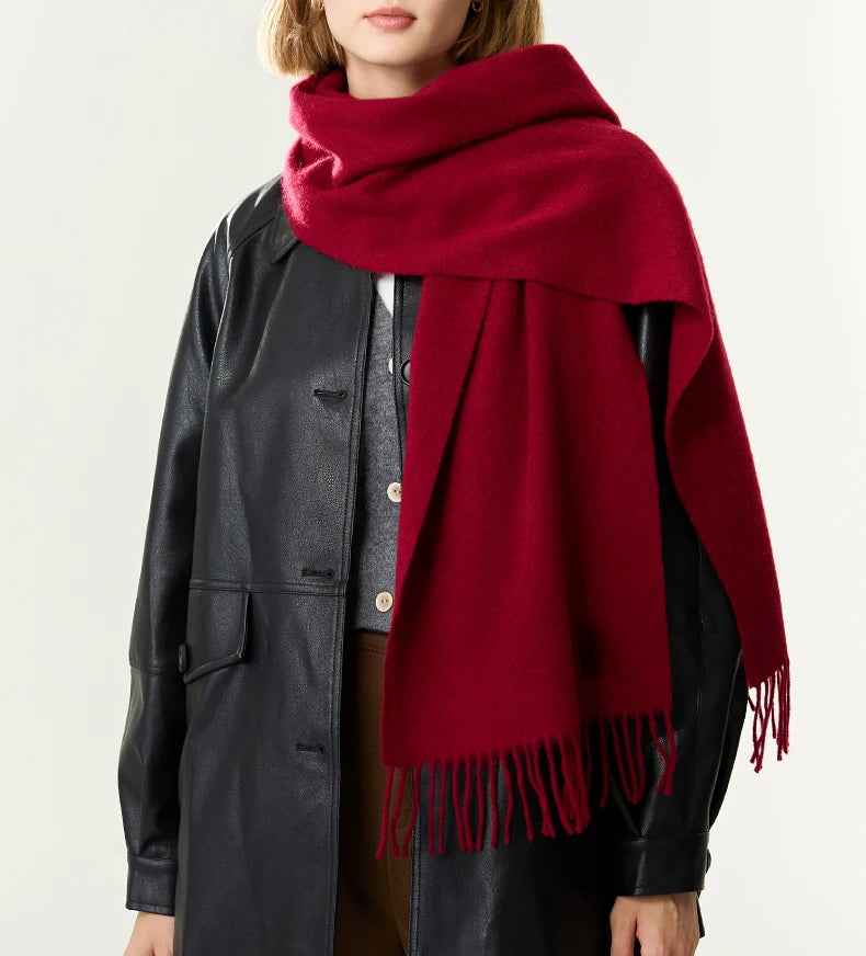 Solidlove Women’s Wool Winter Scarf – 100% Wool Cashmere Poncho Wrap, Fashionable Adult Scarf for Ladies