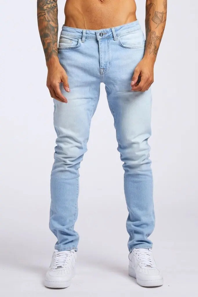 Men’s Elastic Skinny Jeans — Slim Fit Stretch Denim Pencil Pants Streetwear Casual Jogging Trousers Black