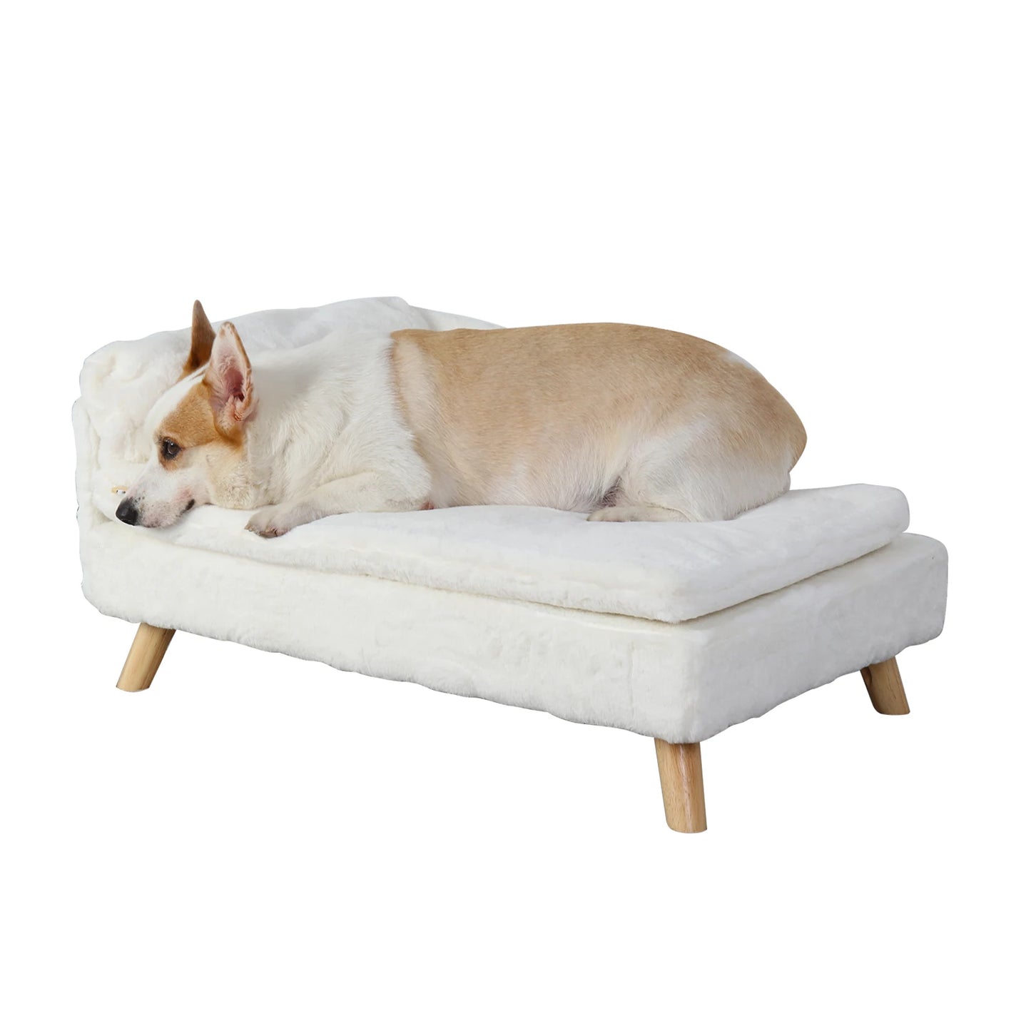 Elevated Pet Bed — Nordic Style Stool Bed with Cozy Waterproof Pad & Wooden Legs for Small Dogs & Kittens