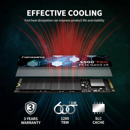 Fanxiang S500 Pro M.2 SSD 512GB, 1TB, 2TB - 3500MB/s NVMe PCIe 3.0 Internal Solid State Drive for Laptop & Desktop