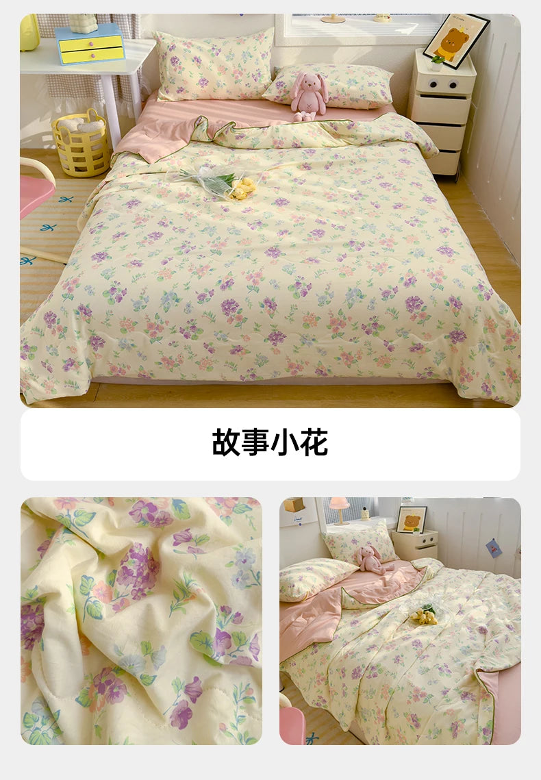 Washed Double Gauze Quilt – Lightweight Summer Comforter with Soya Fibre Filling, Soft & Breathable for Queen Size