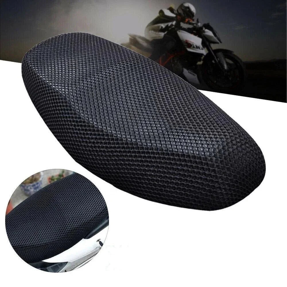 Summer Cooling 3D Mesh Motorcycle Seat Cover – Breathable Anti-Slip Scooter Cushion Protection Pad with Grid Design