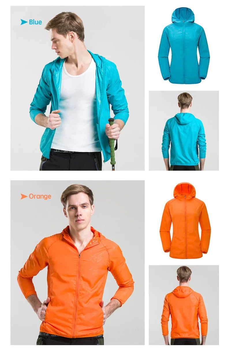 Unisex Waterproof Camping Jacket — Men & Women Windbreaker, Raincoat for Hiking, Climbing, and Sun Protection