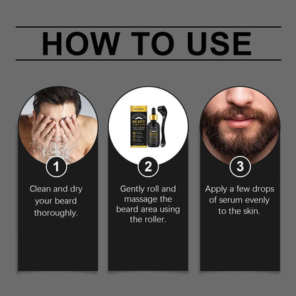 East Moon Beard Growth Serum Set – Hair & Whisker Growth Oil for Strengthening Roots, Moisturizing Skin & Softening Beard Care Hydration Treatment