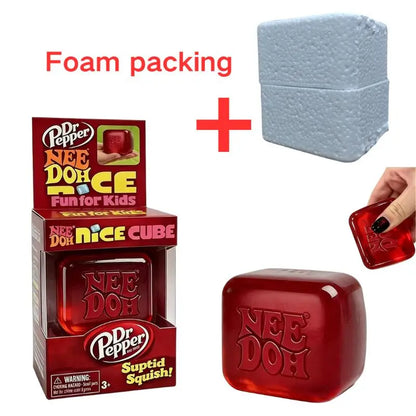 Dr Pepper NeeDoh Nice Cube Squishy Fidget Toy - Soft Squeeze Sensory Stress Relief for Kids & Adults