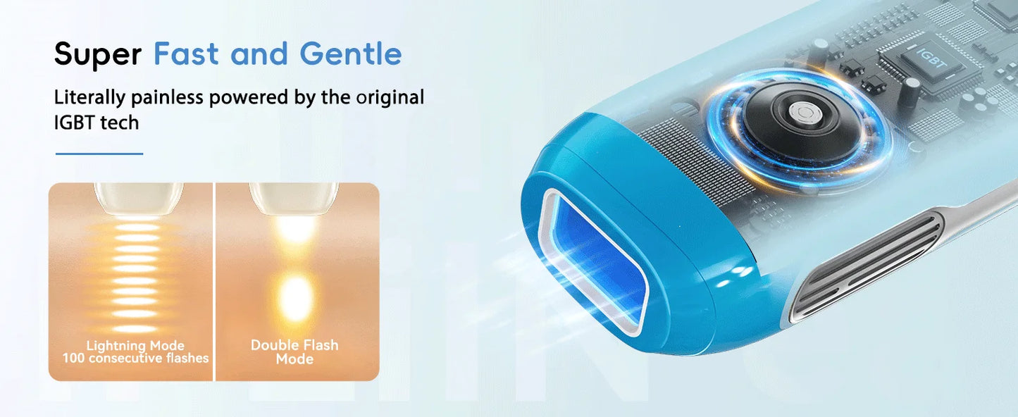 IPL Hair Removal Laser 22J — Unlimited Flashes IGBT, 5.2cm² Light Painless Epilator for Face, Armpit & Bikini Body Treatment