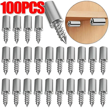 100/10PCS Self-Tapping Shelf Support Pegs – Wardrobe Partition Brackets with Non-Slip Sleeve for Fixed Shelf Installation Support
