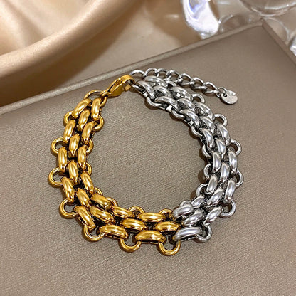 Greatera Handmade Braided Titanium Steel Bracelet – Waterproof Contrast Color Chain Bangle for Men & Women Classic Jewelry