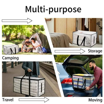 Extra Large Clear Moving Storage Bags - Heavy-Duty Zipper Totes with Handles for Clothes, Blankets & Closet Organization
