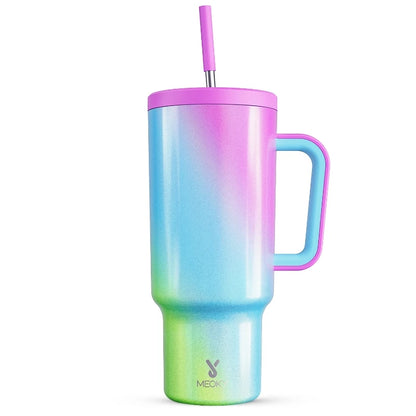 Meoky 40oz Mug Tumbler with Handle – Insulated Stainless Steel Tumbler with Lid & Straw, Coffee Thermos Cup, Heat Press Ready