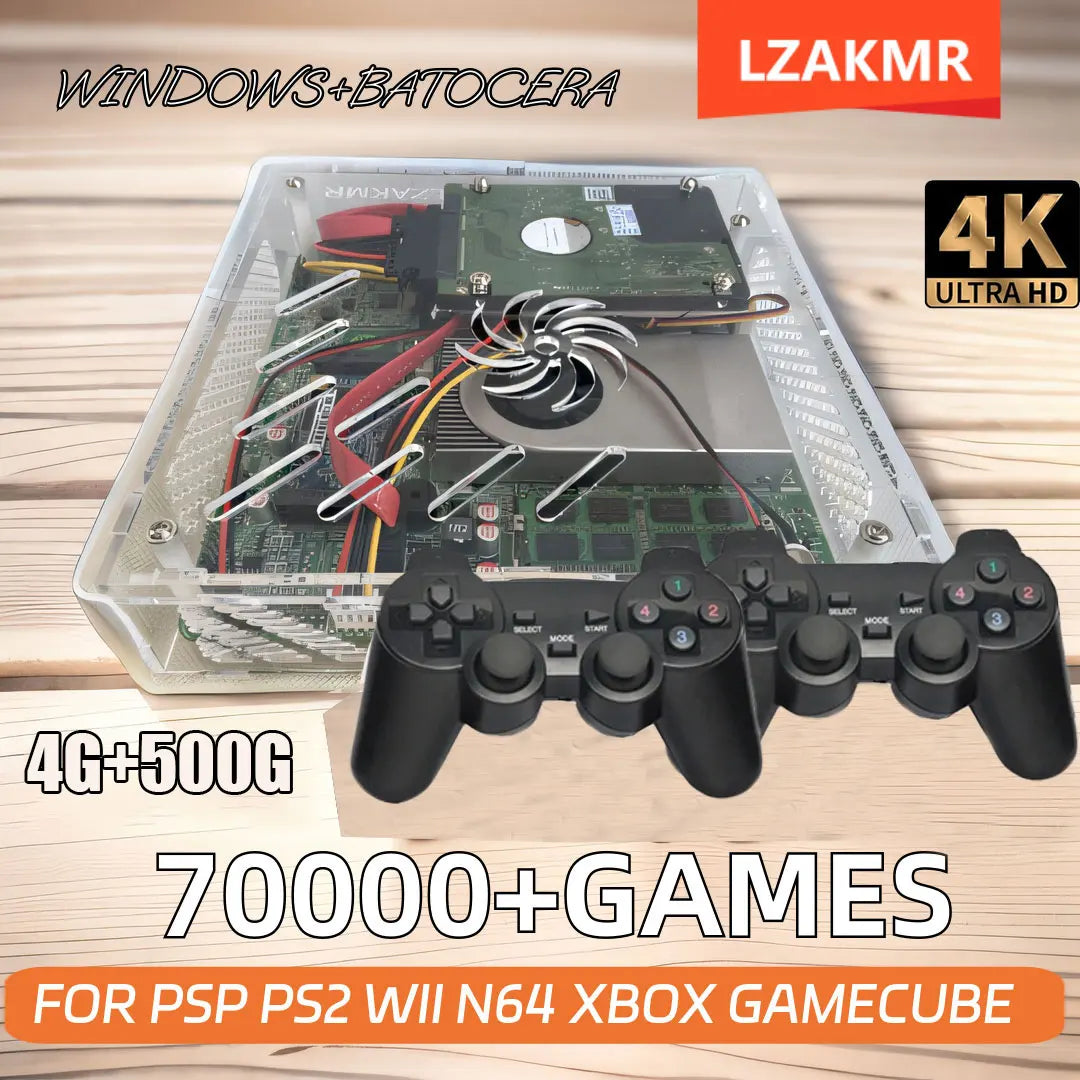 Super Console U7 500G HDD Retro Gaming System – 70,000+ Classic Games for Wii, PS2, PSP, GameCube & More, Plug and Play on TV