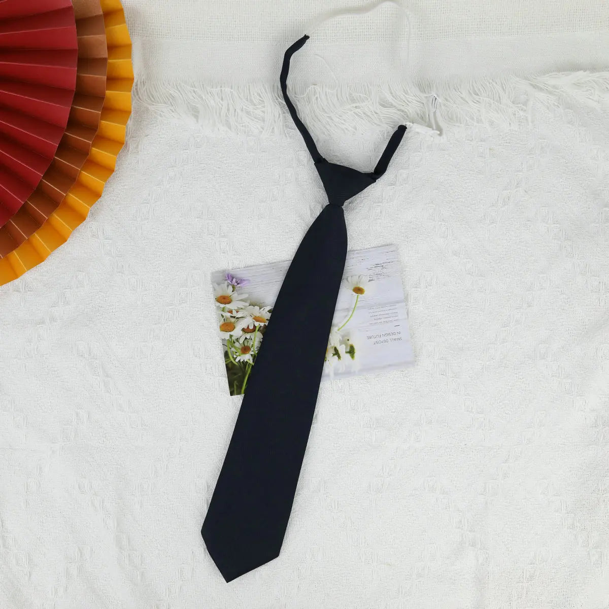 Lazy JK Small Necktie – Korean Style Solid Black, Wine Red, Dark Blue Uniform Ties for Girls & Students