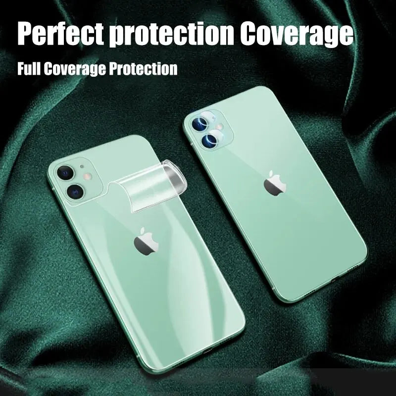 4-Pack Full Cover Hydrogel Screen Protectors for iPhone 11-15 Pro Max & Plus – Back Film, Not Glass