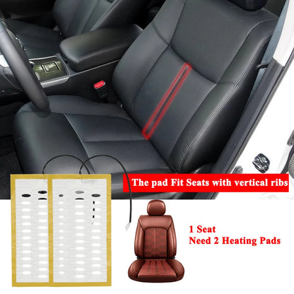 Stay Warm on the Go: Universal Built-In Car Seat Heater Kit - Fits 2 Seats with 12V Alloy Wire Heating Pads - 3 Levels Dual Control Heated Switch System