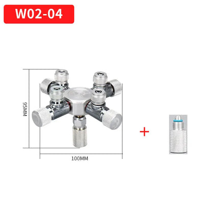 ZRDR Stainless Steel Aquarium CO2 Multi-Way Distributor – Splitter Needle Valve, Check Valve & Bubble Counter for Solenoid Regulator