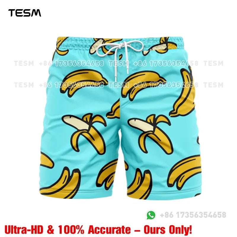 Men’s Lion Print Beach Shorts - Casual Summer Vacation & Sports Running Shorts