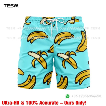 Men’s Lion Print Beach Shorts - Casual Summer Vacation & Sports Running Shorts