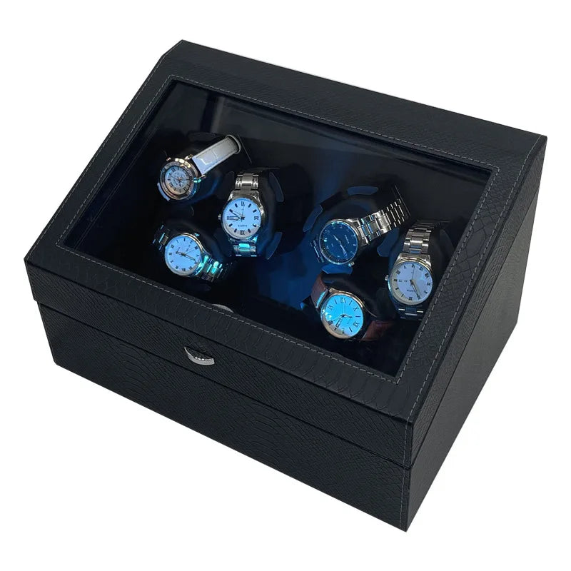 Watch Winder Box – Quiet Motor, USB LED, PU Leather, Variable Speed for Automatic Watches