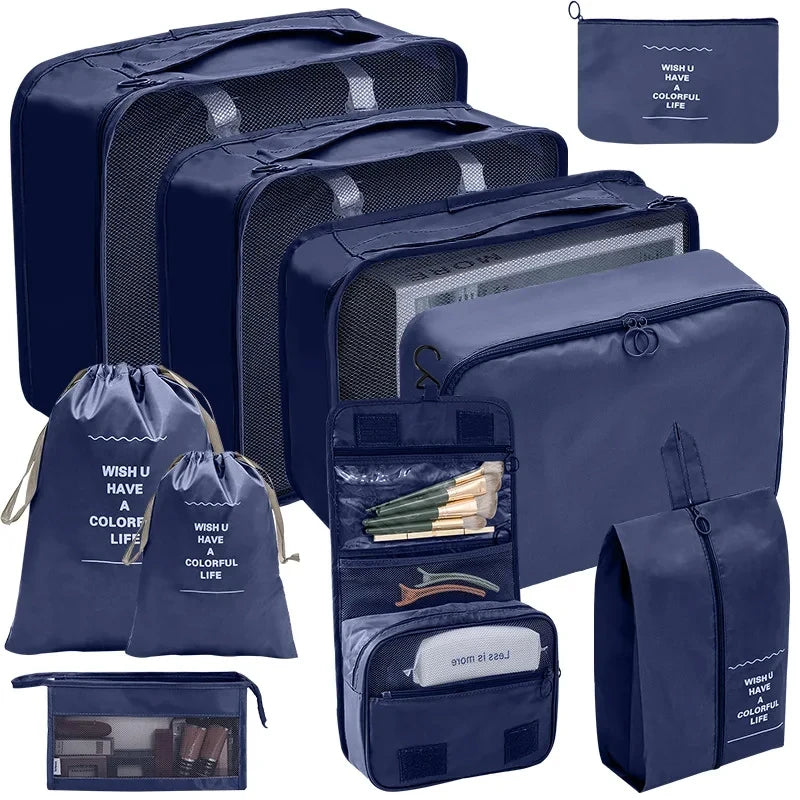 7–10 Pc Travel Organizer Storage Bags Set – Portable Packing Cubes for Suitcase, Clothes, Shoes & Luggage Tidy Pouch